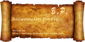 Balassovich Porfir névjegykártya